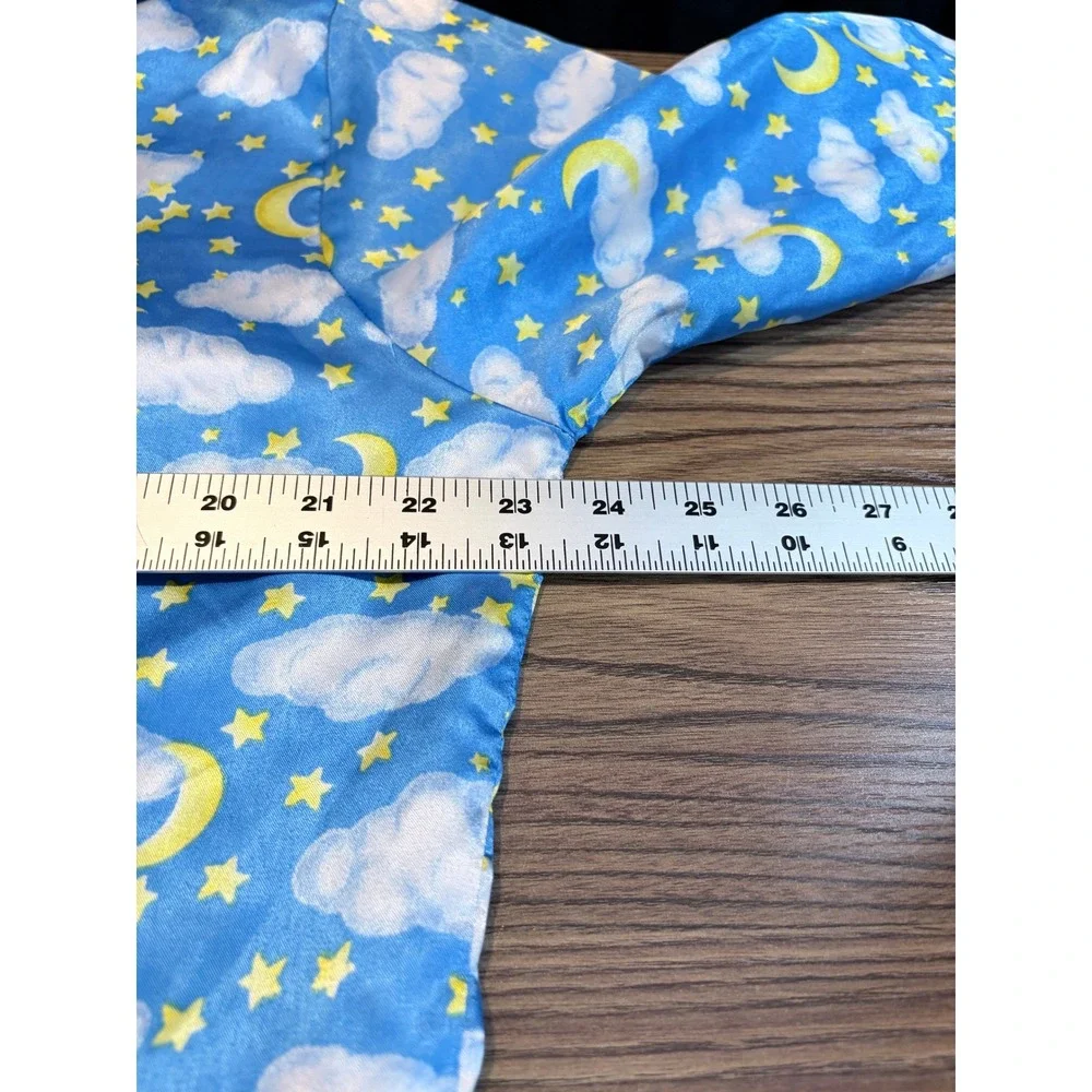 Chandio New York Celestial Blue Satin Pajama Set L Whimsigoth Moon Stars Y2K